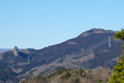  鍬柄岳（左の岩）と大桁山